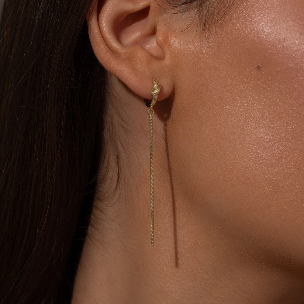 Uncommon James Forever Knot and Chain Huggie Earrings